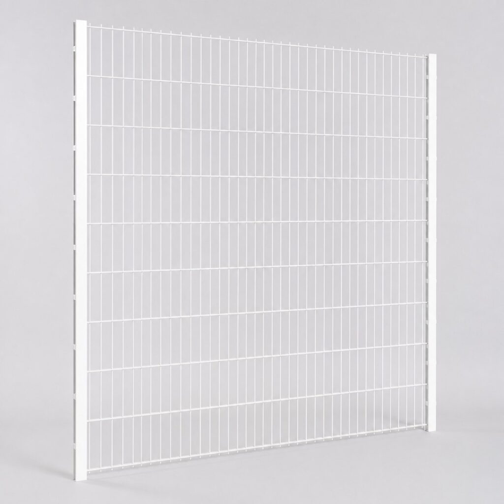 Panneau de grillage rigide blanc sur fond gris clair