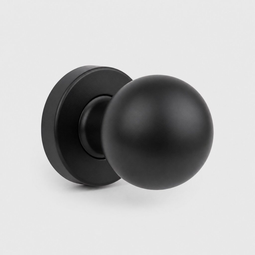Bouton de porte rond en acier laque noir mat de 48 mm