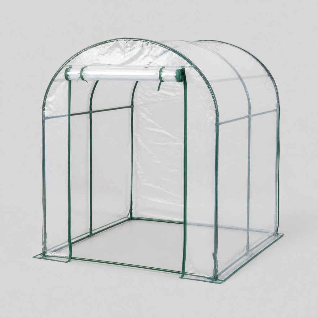 Serre de jardin pas chère à bache souple sur arceaux, vue produit