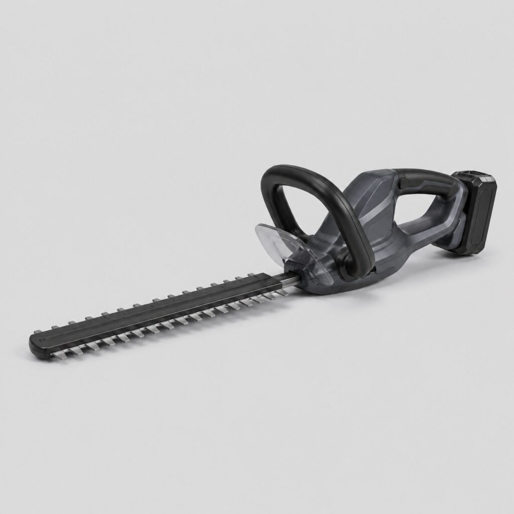 Taille-haie à batterie lame 52 cm sur fond gris clair