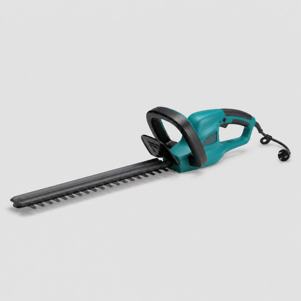 Taille-haie électrique filaire compact sur fond gris clair