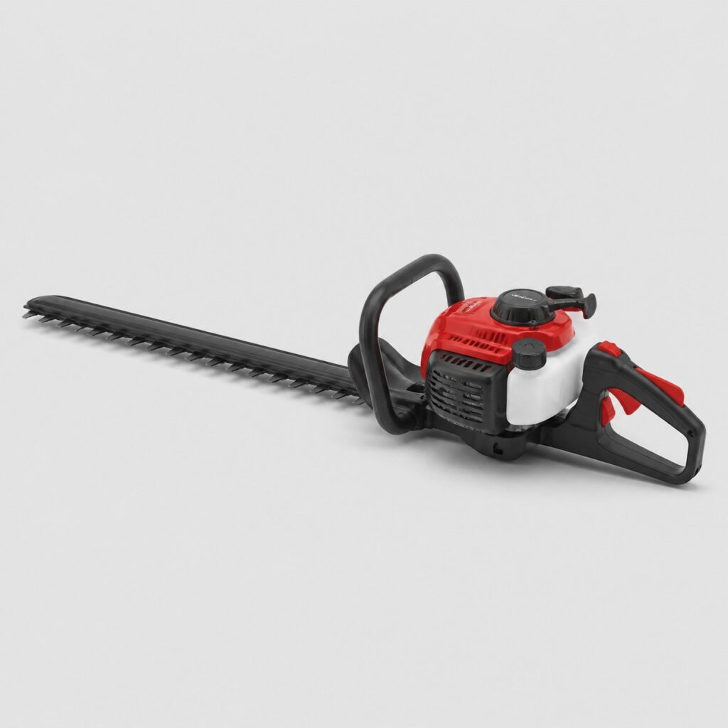 Taille-haie thermique à moteur essence lame 61 cm sur fond gris clair
