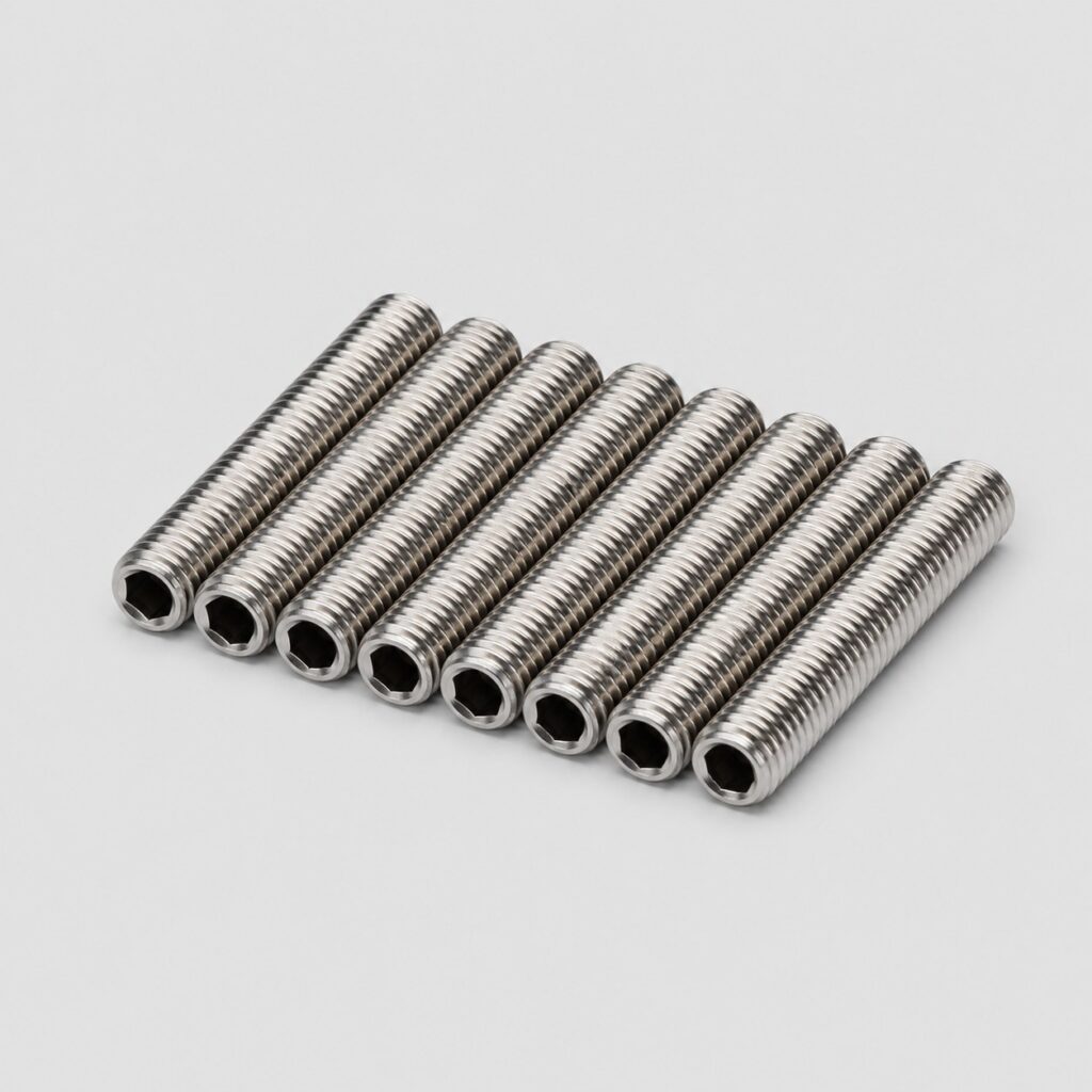 Lot de vis sans tête à six pans creux sur fond gris clair