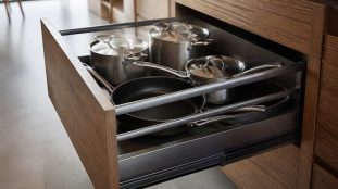 découvrez comment un tiroir casserolier améliore l'accessibilité aux ustensiles lourds, facilitant leur rangement et utilisation en cuisine.
